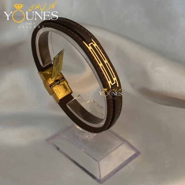دستبند طلا چرم مردانه L191